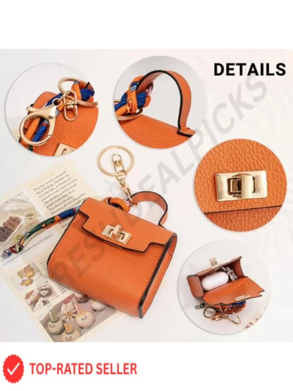 PU Leather Mini Backpack Keychain Coin Purse with Twist Lock